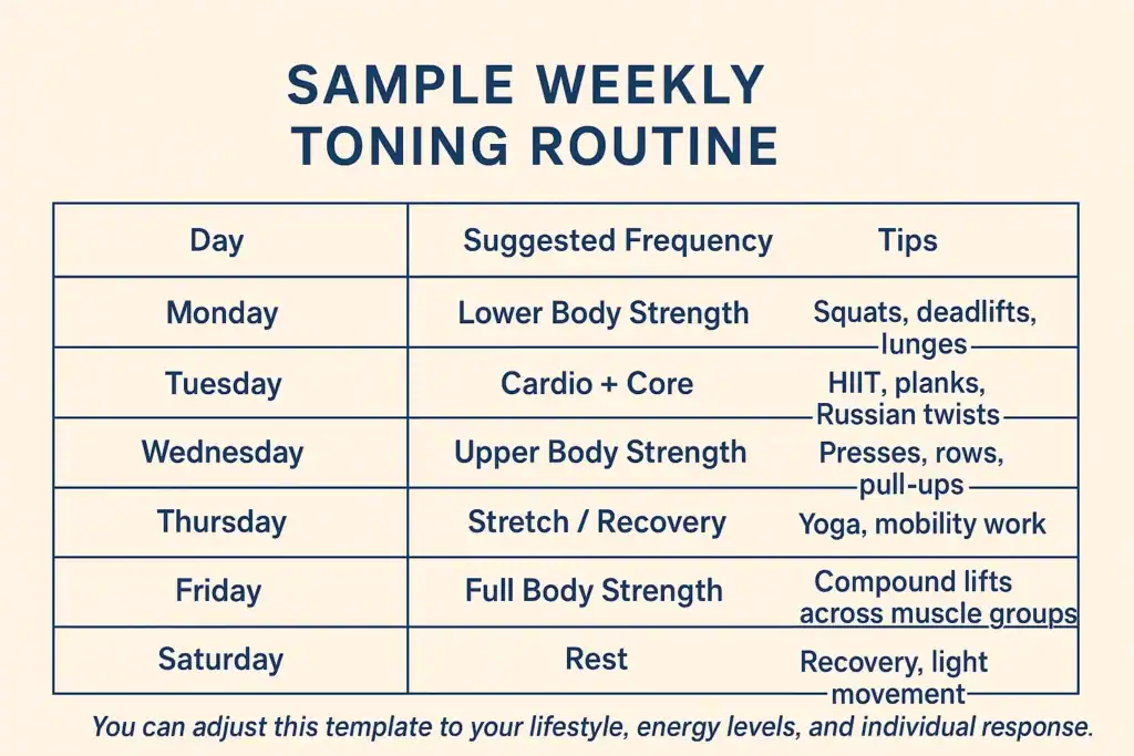 Achieving the Perfect Tone: How Often Should You Exercise for Results? 4 Weekly exercise Luton plan graphic