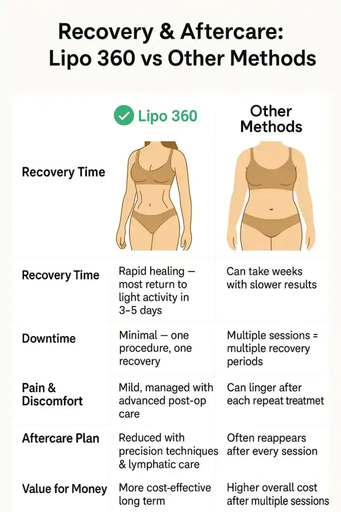 Recovery and Aftercare for Fat-Dissolving Surgery 2 Table to show fat dissolving injection aftercare Luton