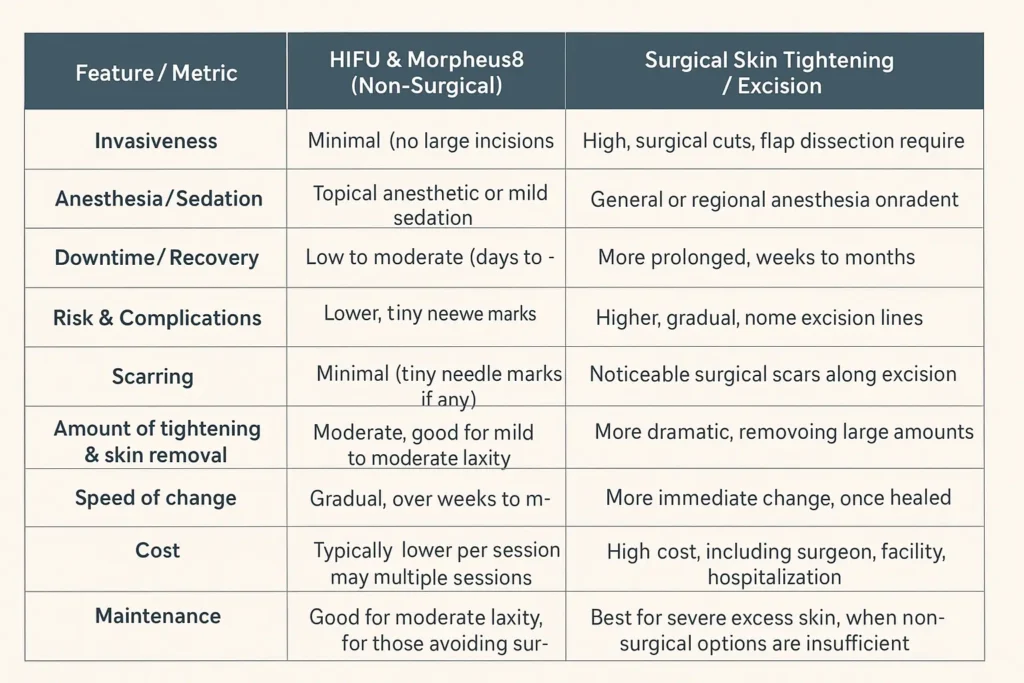 The Science of Skin Tightening 2 Table of skin tightening Luton benefits compared to surgical options